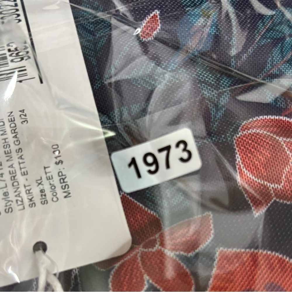 NEW Johnny Was Jade Lizandrea Mesh Pull On Midi Skirt Etta's Garen Print XL - Picture 13 of 13